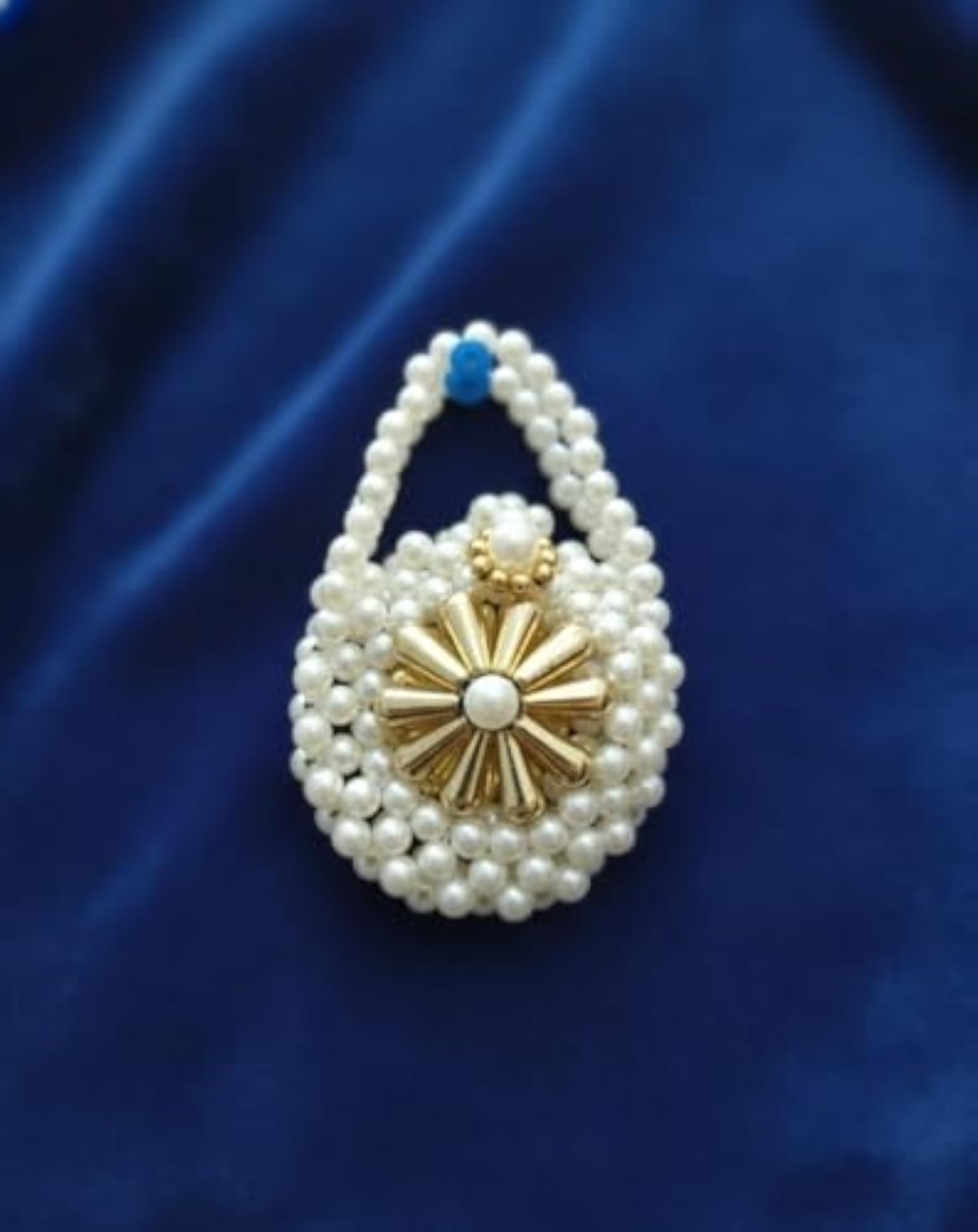 Pearl Beaded Coin Pouch with Gold Flower Embellishment, Gift Set