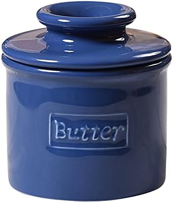 Butter Bell - The Original Butter Bell crock by L Tremain, a Countertop French Ceramic Butter Dish Keeper for Spreadable Butter, Café Retro Collection, Royal Blue, Glossy Finish