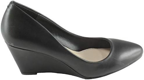 Weeboo Women's Penny-1 Leatherette Wedge Heel Dress Shoes (8, Black) | Image 4