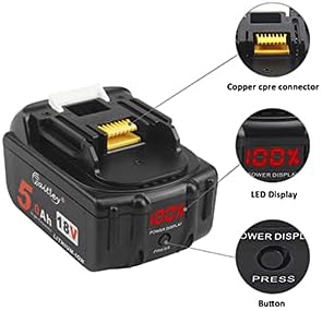 waitley 2 Pack BL1850B-2 18V 5.0Ah Replacement Battery Compatible with BL1850B BL1850 BL1830 BL1840 BL1860 Lithium-Ion Battery Tools with LED Indicator