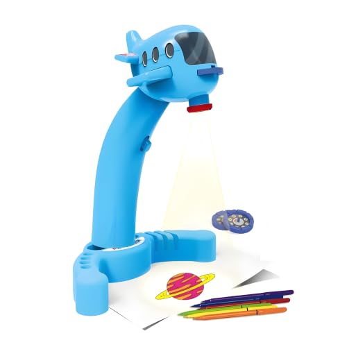 Image of Cable World Airplane Projection Drawing Table for Kids, Educational Tracing & Sketching Projector Toy with 24 Patterns, 6 Color Pens & Adjustable Focus, for Boys & Girls Age 3+ Years