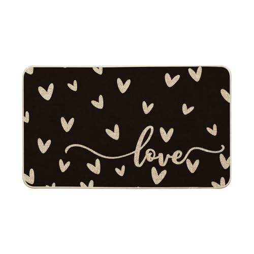 Artoid Mode Black Love Valentine's Doormat, Anniversary Wedding Home Decor Low-Profile Rug Switch Mat for Indoor Outdoor 17x29 Inch