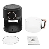 3.81qt Airy Fryer ，360° Viewable Airy Fryer, Small Glass Air Fryer 8 Preset Modes,Digital Display, Adjustable Temp 175F - 400F Cookware French Fries Chicken Legs Turkey (Black)