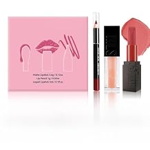 Matte velvet Lipstick + Lip Liner + Moisturizing Lip Oil Set, One Step Lips Makeup Kits Pigment Velvety Nude Lip Stain Waterproof Long Wear Lip Gloss Make up Gift Set Set B