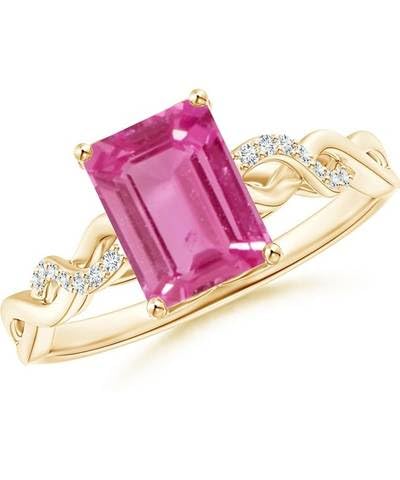 Emerald-Cut Solitaire Pink Tourmaline Infinity Twist Ring | AAA+ Stone Quality | 925 Sterling Silver | 18kt Gold Overlay | Handcrafted | Engagement Ring | Best Gift for Her-image-29
