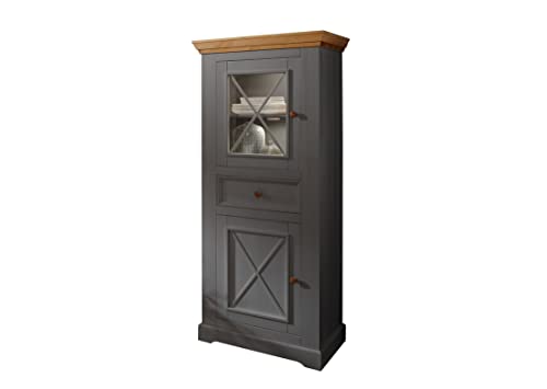 Woodroom Vitrine in Kiefer massiv weiß Standvitrine Glasvitrine(BxHxT 79x177x42 cm) Woodroom Vitrine in Kiefer massiv weiß Standvitrine Glasvitrine(BxHxT 79x177x42 cm)