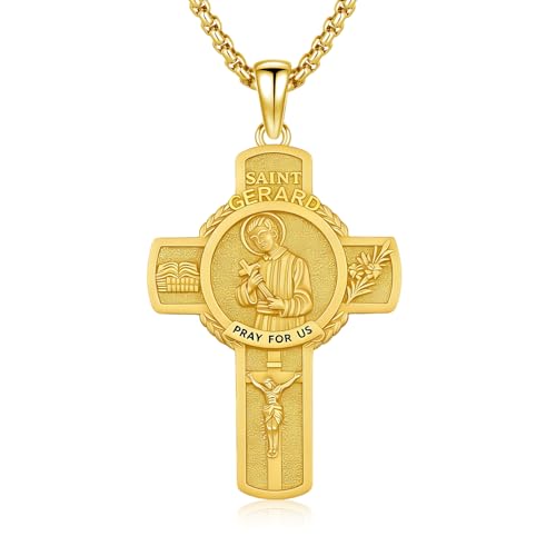 XIXLES Sterling Silver 14K Gold St Gerard Fertility Necklace with Gift Box