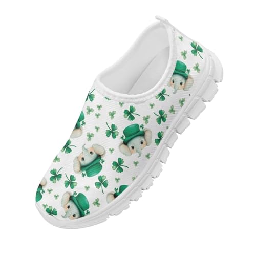 Kids St. Patrick's Day Shoes Cute Breathable Running Sneakers Boys Girls Fashion Slip On Casual Walking Shoe for Athletic US 11-15 White Sole