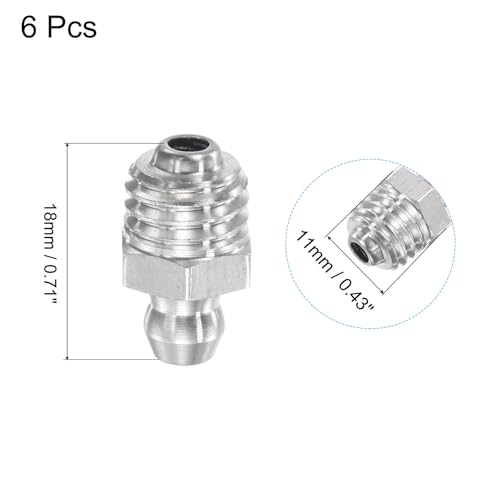 Image of uxcell 6Pcs Metric Stainless Steel Straight Grease Fitting M10 x 1.5mm Thread Hydraulic Grease Fitting Accessories
