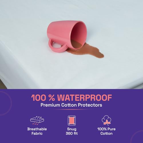 Wakefit 100% Waterproof Premium Cotton Mattress Protector | Queen (80x60)