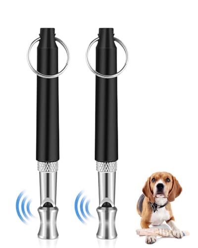 BPTRKOM 2 silbatos ultrasónicos Profesionales – Silbato silencioso para Perros de Alta frecuencia, Silbato Ajustable antiladridos para Perros, para educación Moderna de Perros (Negro)