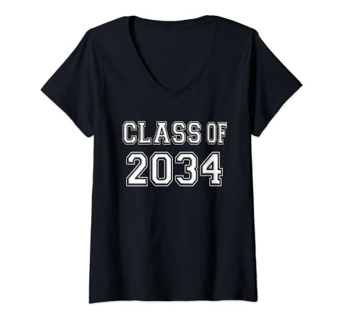 Mujer Nuestra futura graduación desgaste clase 2034 Crece conmigo ahora Camiseta Cuello V