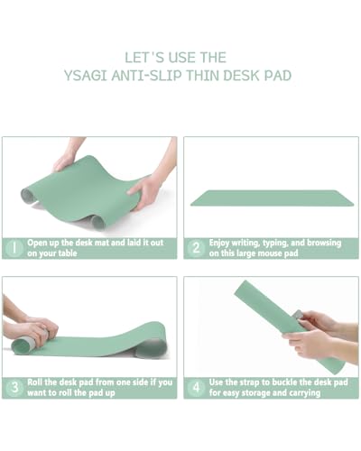 Image of Non-Slip Desk Pad, Waterproof PVC Leather Desk Table Protector, Ultra Thin Large Mouse Pad, Easy Clean Laptop Desk Writing Mat for Office Work /Home /Decor (Pale Green, 35.4 inch x 17 inch)
