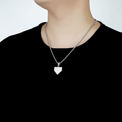 Baseball Home Plate Necklace for Men USA Flag Shield Pendant Stainless Steel Chain 22+2 inch Inspirational Bible Verse Baseball Gift Personalized Patriotic Jewelry for Men4