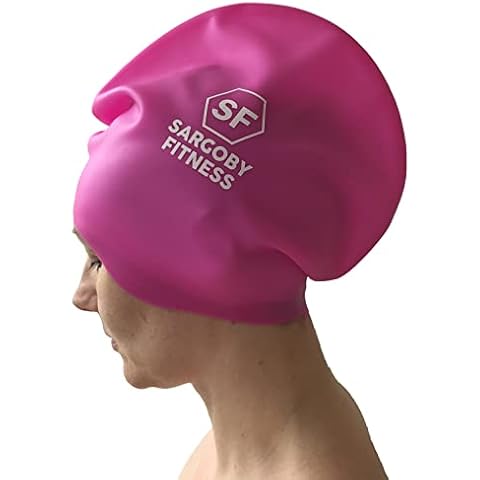 Sargoby Fitness Kids Long Hair Swimming Cap for Dreadlocks Braids Locs Braid Swimming Cap has Greater Volume Designed to Also be a Kids Dreadlocks Swim Cap (Small, Pink) Cover