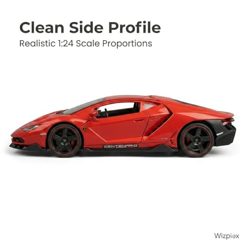 Image of 1:24 Scale Lamborghini Centenario LP770-4 Diecast Metal Car Model with Openable Doors & Bonnet, Light & Sound, Detailed Interior, Collectible Sports Car Toy for Kids & Adults (20 cm)