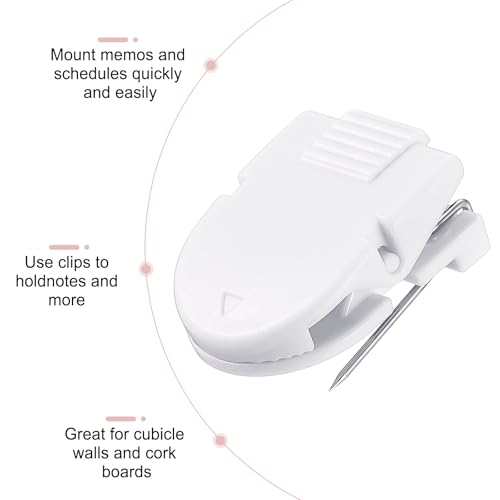 Image of Feifeiya 50 Pcs Cubicle Clips for Fabric Panels,White | Office Partition Wall Clips, 40-sheet Capacity for Notes Photos Memos, Metal Spring, Fits Cubicle Fabric Accessories