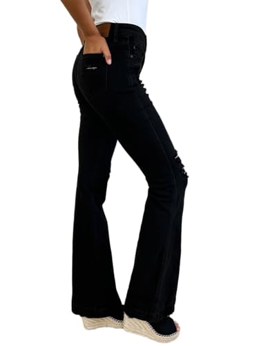 Judy Blue Women's High Waist Distressed Flare Jeans3