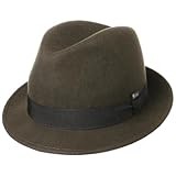 Lipodo Kinderhut aus Wollfilz - Trilby Made In Italy - Filzhut mit Ripsband - Wollfilzhut Sommer/Winter - Fedora für Kids - One Size 52-53 cm (One Size, Oliv)