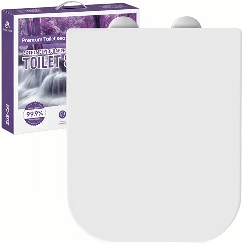 Solng Aldoih Square Toilet Seat Soft Close Heavy Duty Premium Thermoplastic Quick Release Easy Clean Durable White