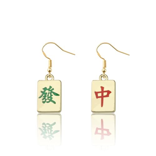 WSNANG Mahjong Lucky Earrings Get rich Mahjong Earrings for Women Lucky Gambling Jewelry Mahjong Lover Gift