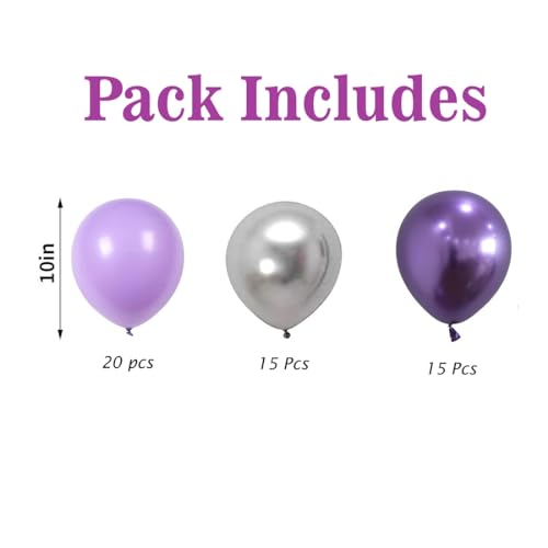 Image of Chrome Balloons, 50pcs Purple Silver Chrome Metallic Balloons for Birthday Decorations, Anniversary, Engagement, Wedding Decorations, Baby Shower, Party Decorations (50 Pcs, Puple P Silver Ch)