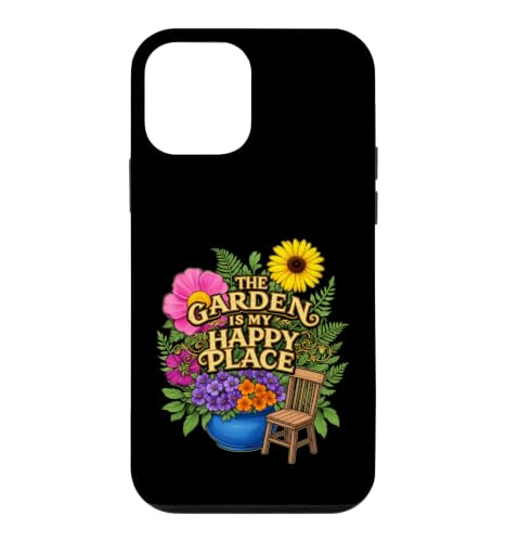 Funny Sying The Garden My Happy Place ����Ȍ��t �X�}�z�P�[�X iPhone 12 mini �p