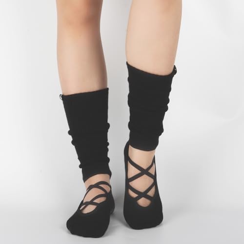 Pilates Socks with Grips for Women, Long Scrunch Slouch Slouchy Yoga Socks for Barre Workout3