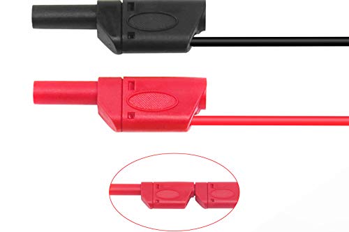 Image of Measurement & Analysis Instruments Digital Multimeters & Oscilloscopes - BNC Q9 to Dual 4mm Stackable Shrouded Banana Plug with Test Leads Probe Cable 100CM