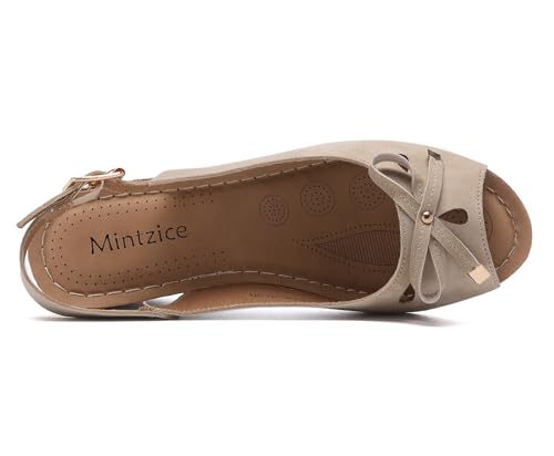 Mintzice Women's Peep Toe Casual Comfortable Ankle Strap Dressy Wedge Sandals3