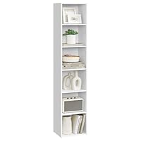 VASAGLE Custos Kollektion - Bücherregal, 6-stöckiges Regal, offenes Aufbewahrungsregal, 24 x 30,2 x 160,7 cm, für Wohnzimmer, Homeoffice, Esszimmer, wolkenweiß LBC411W01