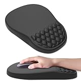 Ergonomic Mouse Pad Wrist Support, with Memory Foam & Non-Slip PU Base, Comfortable Massage Design Mouse Pad Relieve Wrist Fatigue&Pain, Suitable for Computer, Office and Home(01Black)