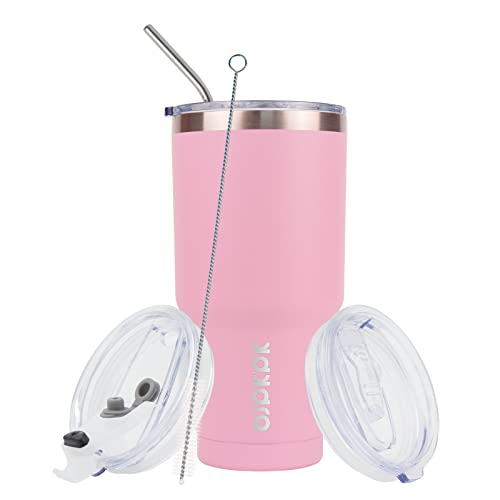 Image of BJPKPK 30 oz Tumbler with Lid and Straw, Insulated Stainless Steel Cup | Double Wall Vacuum, BPA Free, Leak Proof, Keeps Hot /Cold, Travel & Beach Ready, Car Holder Fit, Light Pink