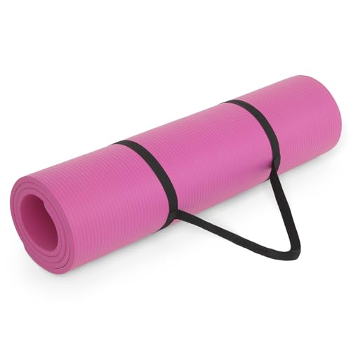 MADOG Yoga Mat, Extra Thick Exercise Mats (1/2 Inch) with Carrying Strap, Non-Slip Workout Mat for Yoga and Stretching, Pink
