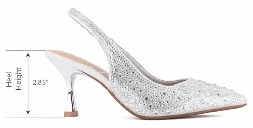 Sugar Women’s Slingback Kitten Heels – Pointed Toe Dress Shoes with Pearl or Bow Detail, Low Heels for Parties, Weddings, or Evening Wear2