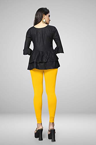 Image of Women's Cotton Skinny Leggings with Ankle Length Solid Pattern Mid Rise and Elastic Closure | Cotton Skinny Leggings for Womens