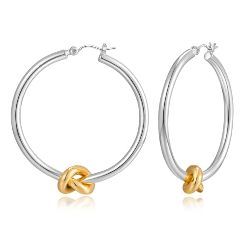 Large Gold Knot Hoop Earrings for Women 18K Gold Hoop Earrings Statement Lightweight Hoops Trendy Gold Hoops Earrings Jewelry