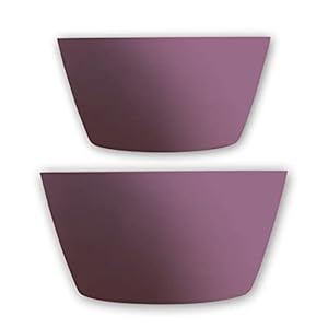 Realm Large Bamboo Bowl Set (Eggplant Purple Painted Exterior) | 12″ and 10″ Diameter Serving Bowls Perfectly Suited for Snacks, Fruits, Salads, and Pasta