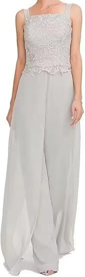 Sincemeet Abito Lungo da Donna in Chiffon a Tre Pezzi per Madre Pizzo Chiffon Madre della Sposa Abiti con Giacca