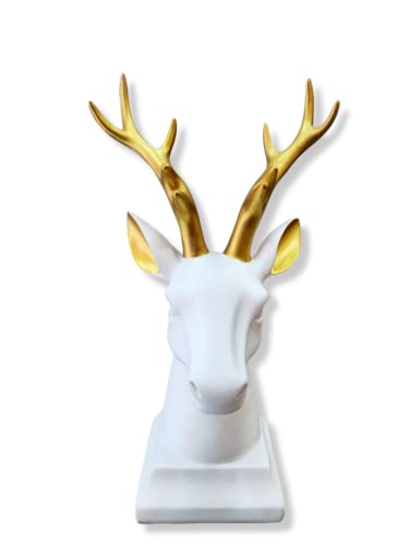Image of AUGEN Polyresin White Deer Idol Statue Showpiece for Home Decor Decoration and Gifting (1 Piece,9830B)