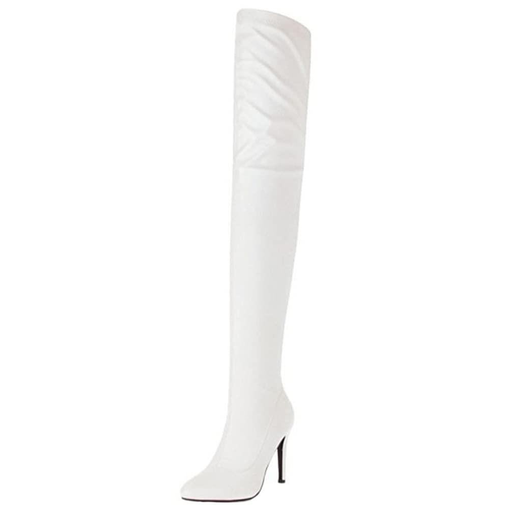 Women's Stretch Stiletto Heel Pointed Toe Overknee Boots - 42 EU - Deep water wg.
