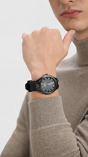 Image of Diesel Silicone Analog Black Dial Men's Watch-Dz2217, Band Color:Black