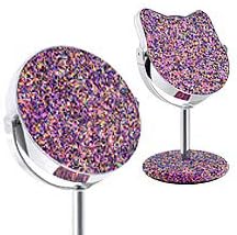 DERUI CREATION Kitty Makeup Vanity Mirror,Desktop Tabletop Mirror,Colourful Glittery Compact Mirror,Gift for Young Girl and Women(Voilet)
