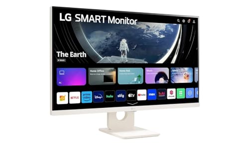 Image of LG 27SR50F 27 inch Full HD (1920 x 1080) IPS Smart Monitor with webOS, ThinQ Home Dashboard, AirPlay 2, Screen Share, Bluetooth, 2xHDMI, 2xUSB, Remote Control, White