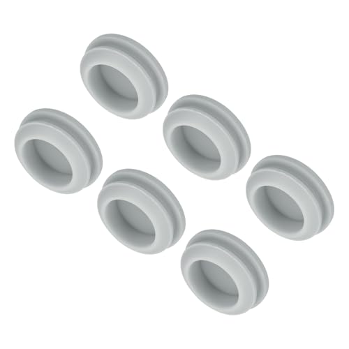 Image of MECCANIXITY 6pcs Silicone Snap in Locking Hole Plugs,17mm /0.7 Inch Mounting Diameter Narrow Groove Width 2mm Panel Seal Cover Round for Kitchen Bulkheads Waterproof Sealing Plugs Grey