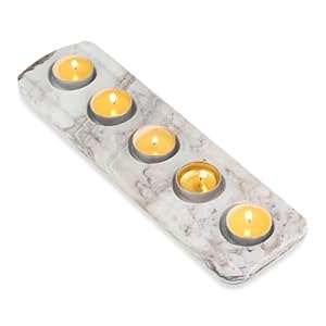 Cahzfie Luxuriöse Italien Naturmarmor 5-Fach Teelichthalter, Kerzenhalter, Wohnzimmer Schlafzimmer Deko Tischdeko, Kerzenständer für Hochzeit, Geburtstag, Urlaub (Palissandro Classico)