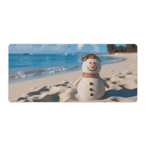 Tapis de souris de jeu motif bonhomme de neige sur la plage