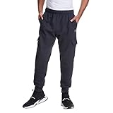 Champion Powerblend Pants, Sweatpants, Men's Cargo Joggers, 31", Black C Patch Logo, Medium