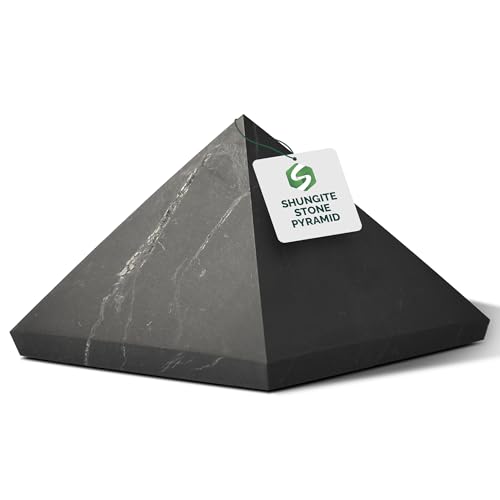 Shungite World Authentic Shungite Pyramid Unpolished 50 mm / 1.96" Chakra Energy Natural Healing Crystal Real Black Pyramid Home Office Protection Desk Decor Meditation Reiki Grounding Stone