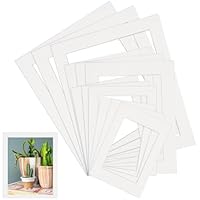 SOFPLATE 12 Stück Vorgeschnittenes Foto Passepartout Set 5 x 7in/6 x 8in/8 x 10in/10 x 12in Weißes Hohles Rechteckiges Papier Blankes Display Album Set Zubehör Für Fotos Bilder Wand Kunstwerk Dekor